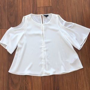 Topshop white blouse with open shoulder
